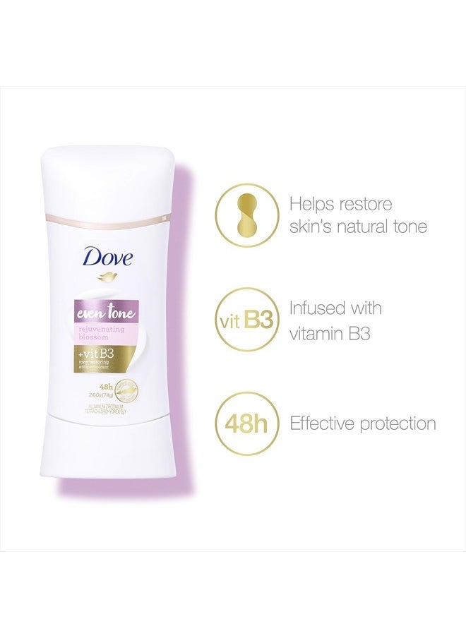 Dove - Antiperspirant Deodorant for Uneven Skin Even Tone Rejuvenating Blossom Sweat Block for All-Day Fresh Feeling, 2.6 Oz, Pack of 3 - Image 1