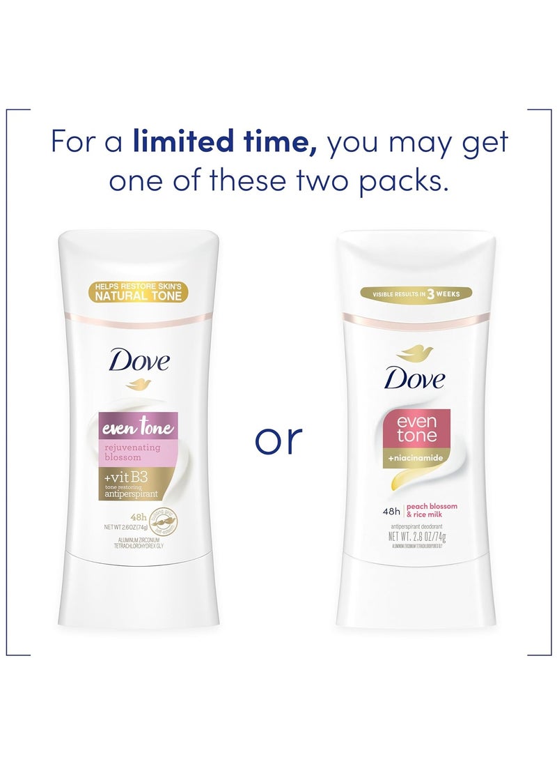 Dove - Antiperspirant Deodorant for Uneven Skin Even Tone Rejuvenating Blossom Sweat Block for All-Day Fresh Feeling, 2.6 Oz, Pack of 3 - Image 1