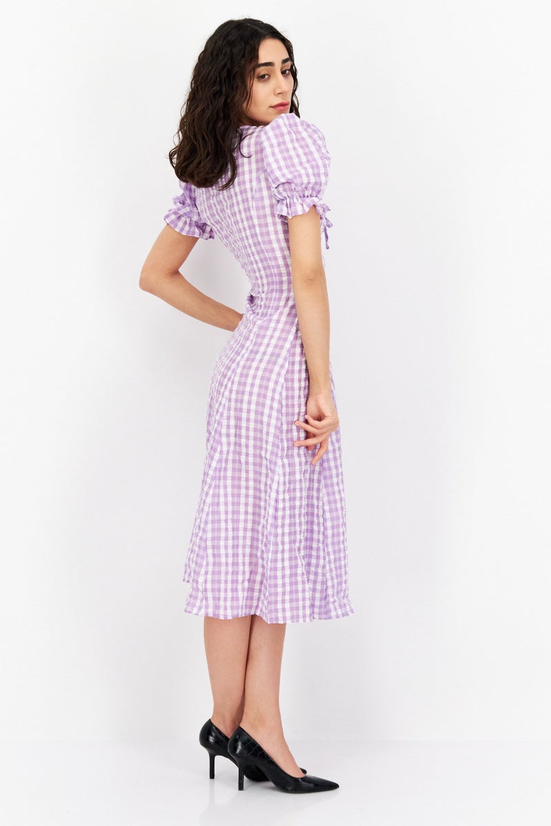 NA-KD فستان كاجوال ميدي مخطط للنساء، ليلك - Image 3