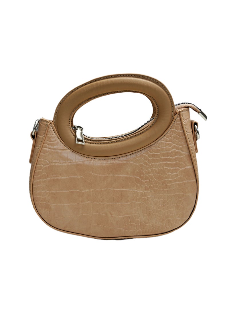 Crocodile Handbag For Women,  Shoulder Crossbody For Ladies,  Pu Leather Handle Handnag For Ladies, Beige Color Handbags For Ladies