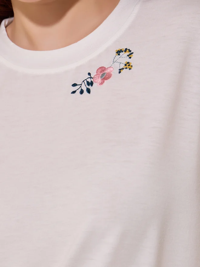 Take Two Take Two Round Neck Embroidered Detail T-Shirt