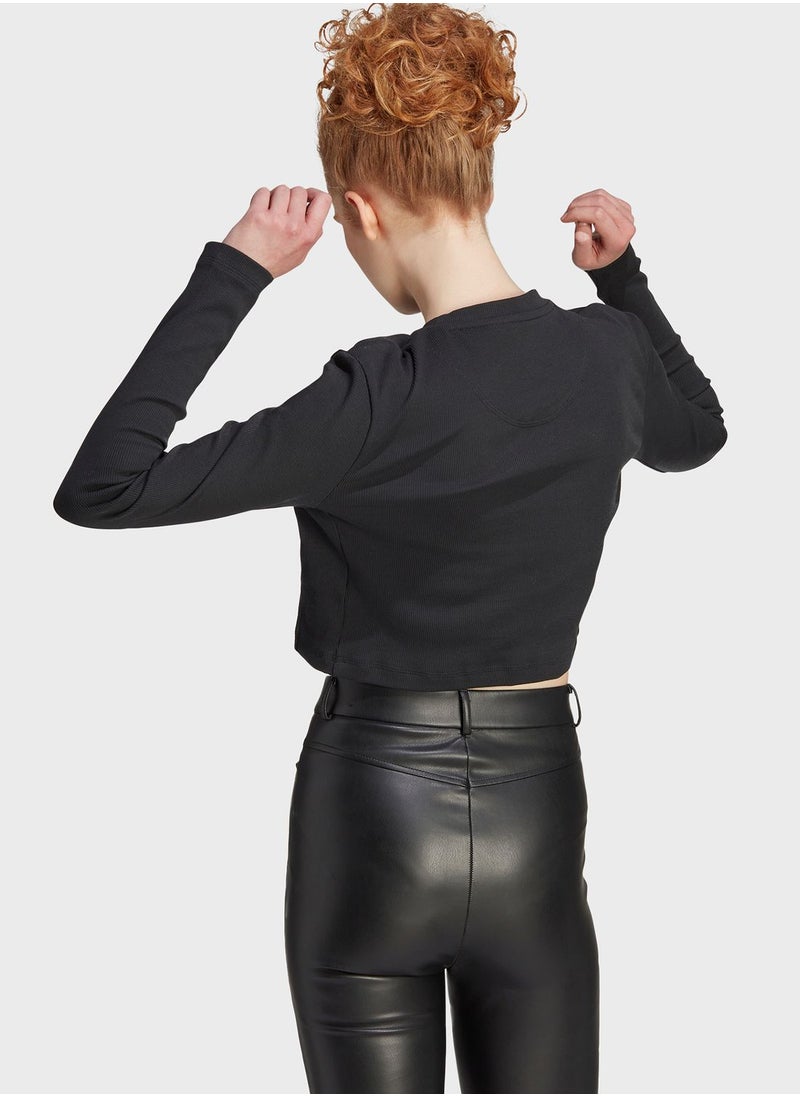 Adidas - Lounge Ribbed Crop Long-Sleeve Top - Image 1