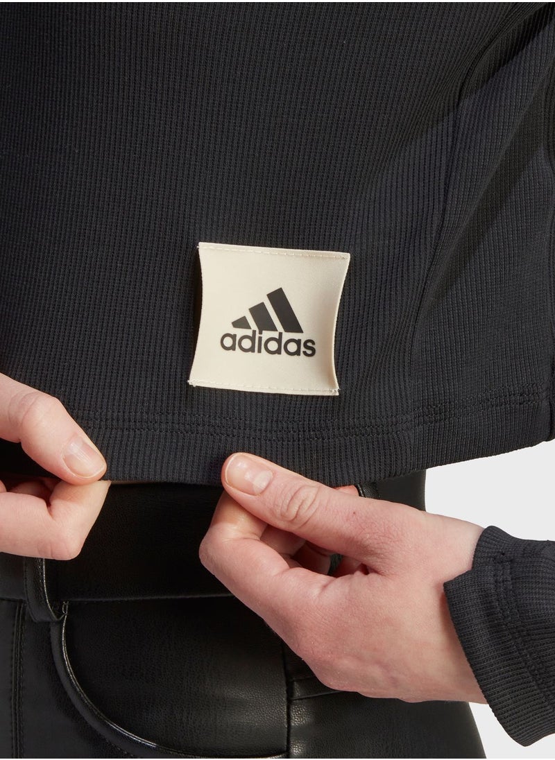Adidas - Lounge Ribbed Crop Long-Sleeve Top - Image 1