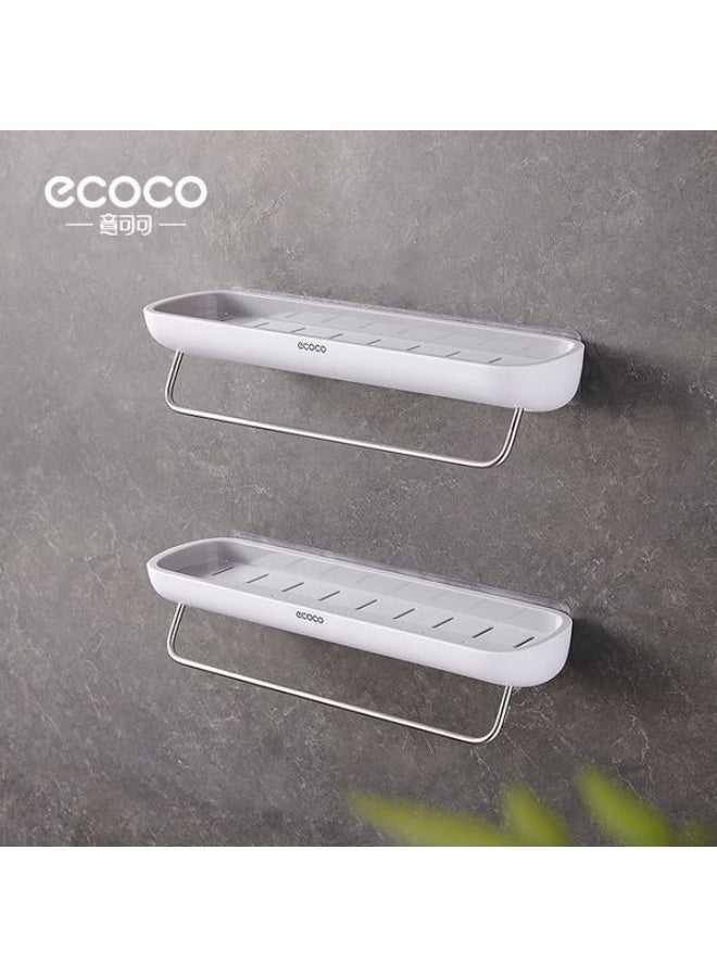 إيكوكو رف زاوية للحمام يثبت على الحائط (بدون ثقب)، منظم اكسسوارات لاصق مع خطافات للفوط - (رف تخزين للمرحاض وحوض الغسيل) - Image 1