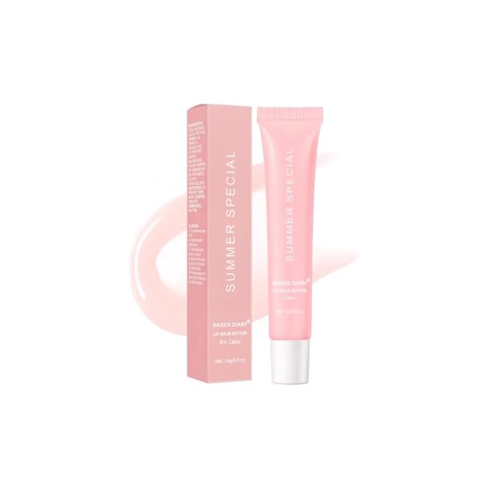 BAISEN DIARY Summer Lip Butter Balm - Ultra-Hydrating, Nourishing Lip Care with Natural Ingredients, Shea Butter & Olive Butter, Soothes & Softens Dry Lips (#4 Cake (glitter))