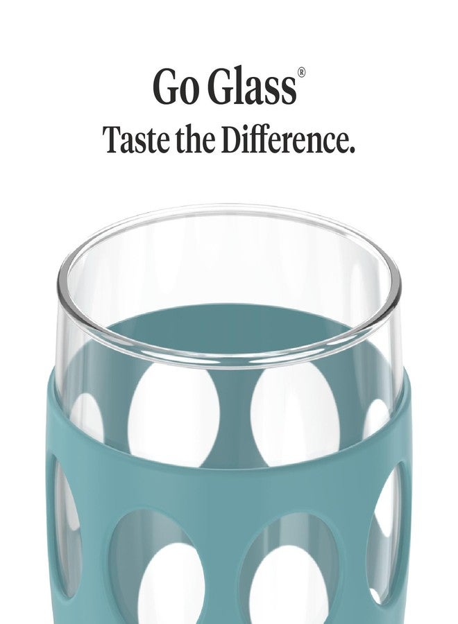 لايف فاكتوري أكواب مشروبات من لايف فاكتوري سعة 20 أونصة، خالية من مادة BPA، للاستخدام الداخلي والخارجي، مع غلاف سيليكون واقٍ، عبوة من قطعتين، لون أزرق مخضر. - Image 3