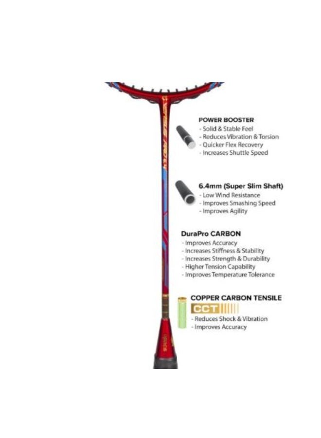Apacs Versus Pro 6.4 Badminton Racket, Red, 4U/G5 – Lightweight Graphite Frame, High Power & Speed, Slim Shaft, Professional Performance for Training and Match Play - Image 4