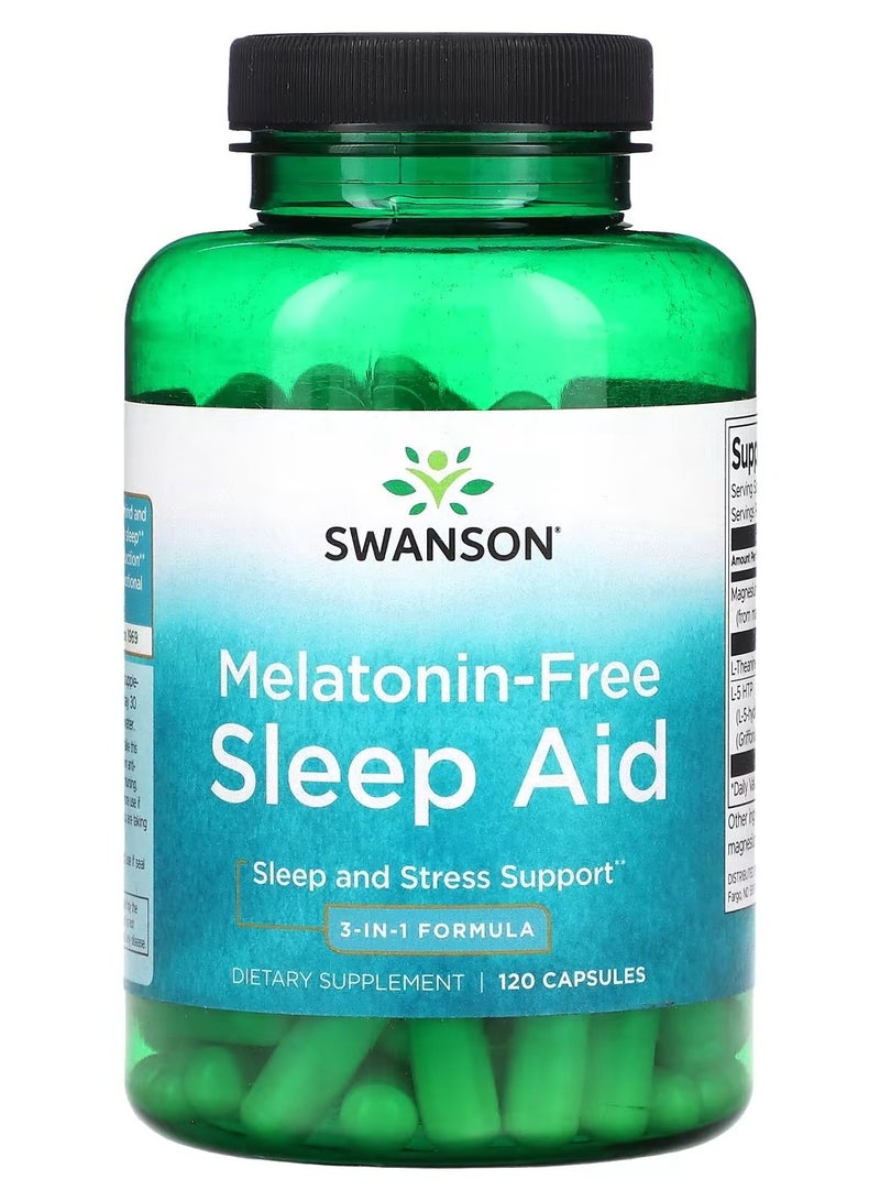 Swanson, Melatonin-Free Sleep Aid, 3-In-1 Formula , 120 Capsules