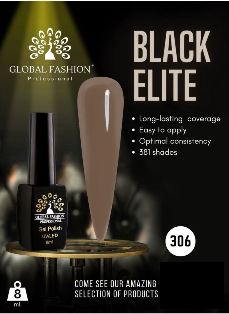 GLOBAL FASHION Global Fashion Black Elite Gel Polish | 132 Colors of Long-Lasting Elegance - 8ml | 306  - Image 2