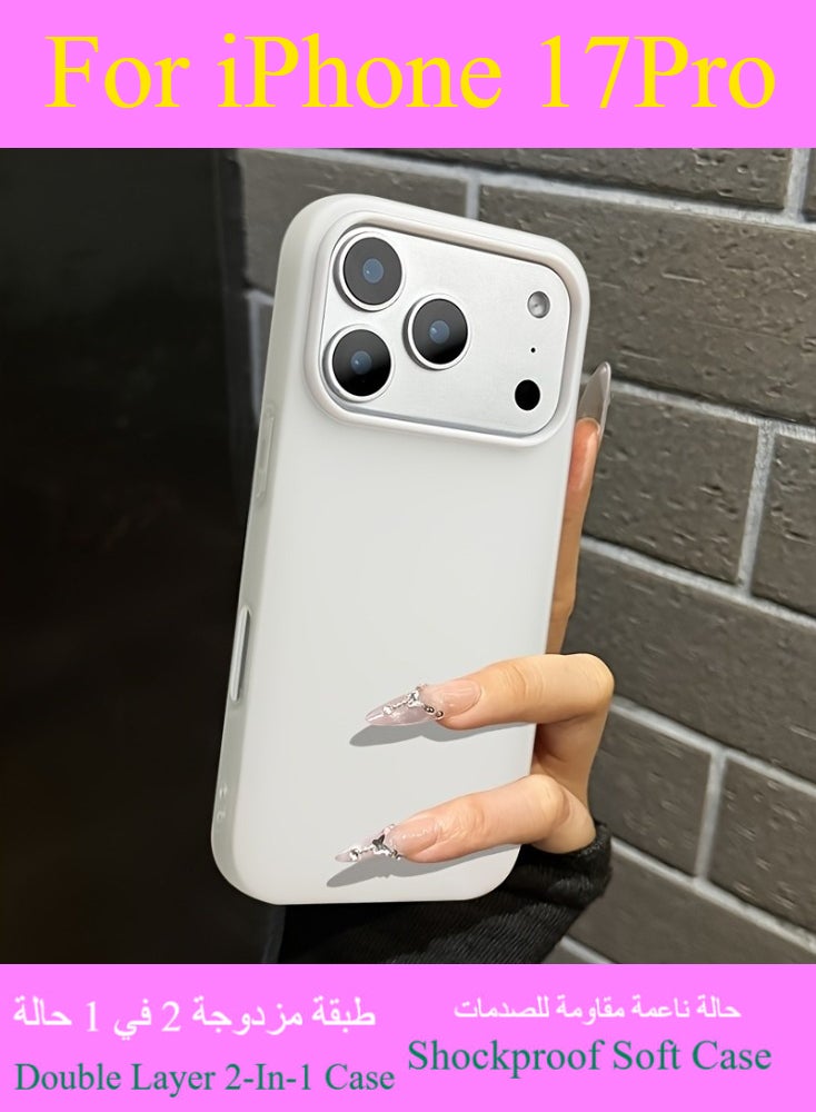 Dili Apple White iPhone CaseIPhone 17 Pro Luxury Matte Candy Color Phone Case iPhone Case Double Layer 2-In-1 Shockproof Soft Cover Gift for Woman and Man - Image 1