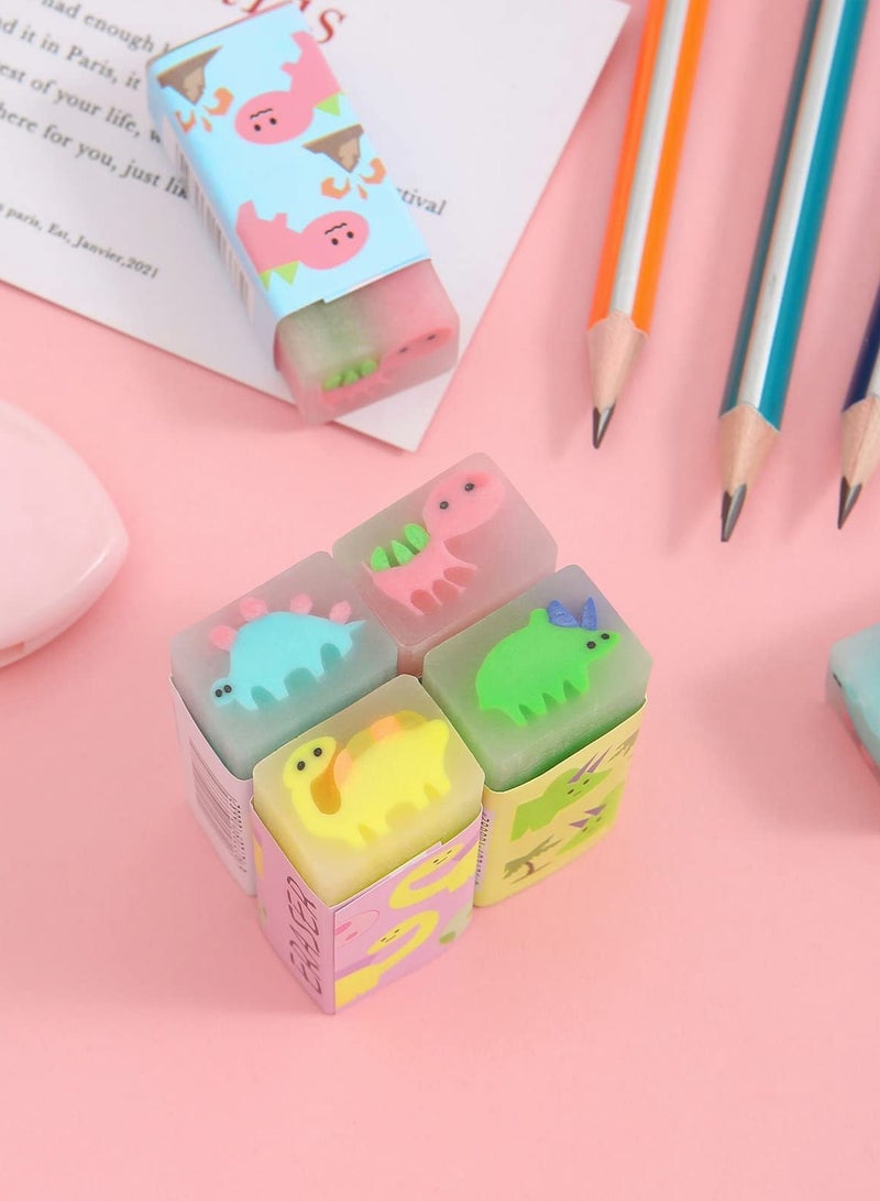 8-Pack Dinosaur Erasers, Cute Animal Erasers for Kids, Fun Educational Pencil Erasers, Soft and Adorable Stationery Toys for School Supplies. - Image 3