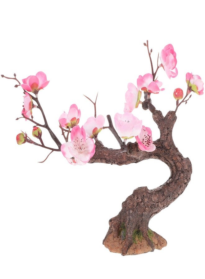 Yardwe Mini Cherry Blossom Tree Decoration 6 Inch Fake Small Tree Adornment Artificial Plum Bonsai for Home Table Centerpiece Indoor Micro Landscape - Image 1