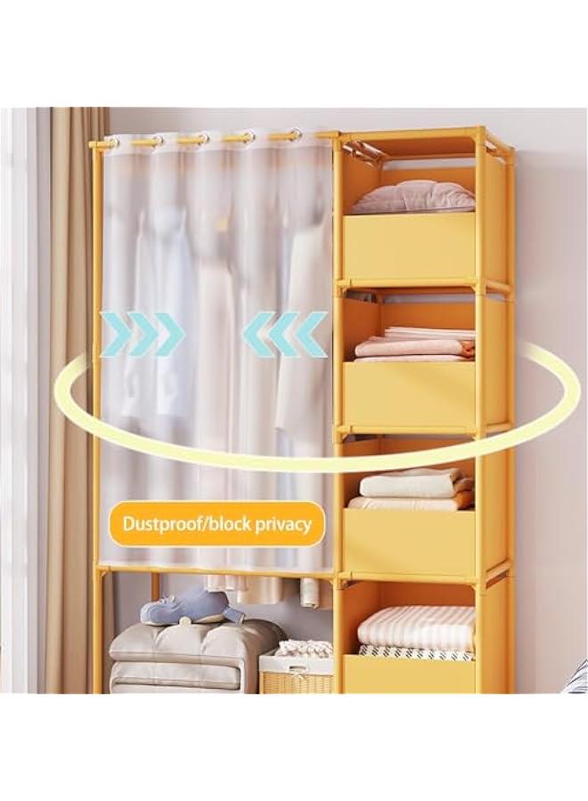 MIXDE Clothes Rack, Clothing Rack with Storage Bag, Garment Rack, Non-woven Shelves for Shoes, Clothes Rack for Bedroom, Hallway, Entryway (Yellow) - Image 3