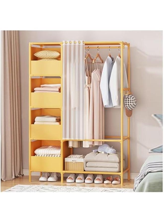 MIXDE Clothes Rack, Clothing Rack with Storage Bag, Garment Rack, Non-woven Shelves for Shoes, Clothes Rack for Bedroom, Hallway, Entryway (Yellow) - Image 4