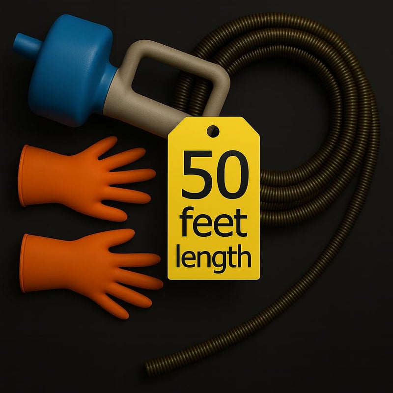 musbus 50 FT Drain Snake Hair Drain Clog Remover, Manual Or Powered, Plumbing Snake With Drill Adapte,Unclog Sink Drain Tool, Drain Auger for Toiletã€Showerã€Kitchenã€Sink, No Auto Retract Or Feed, Blue - Image 1