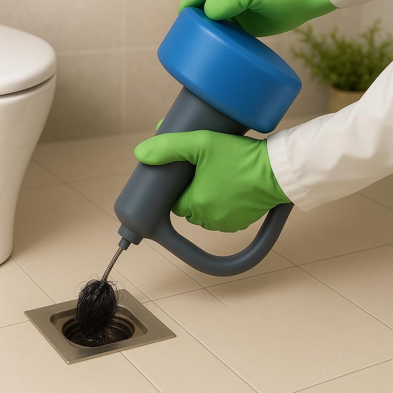musbus 50 FT Drain Snake Hair Drain Clog Remover, Manual Or Powered, Plumbing Snake With Drill Adapte,Unclog Sink Drain Tool, Drain Auger for Toiletã€Showerã€Kitchenã€Sink, No Auto Retract Or Feed, Blue - Image 2