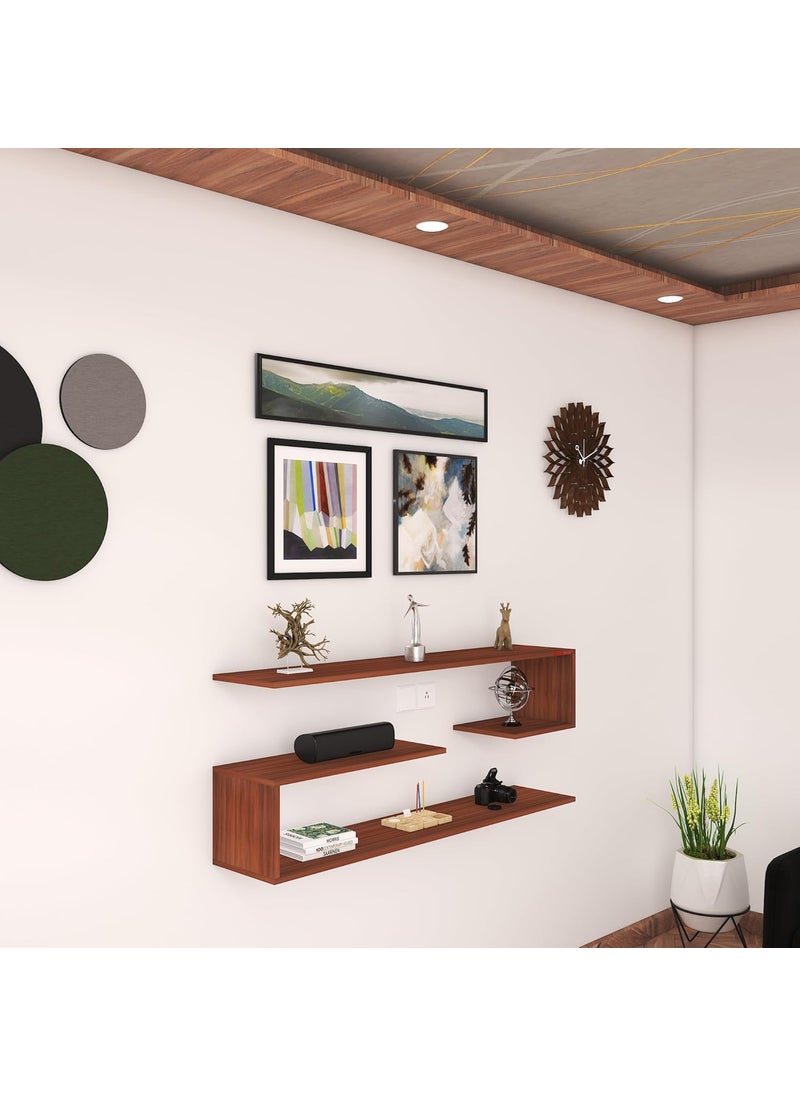 Redwud Redwud Payton Multipurpose Wooden Wall Mounted ShelfBook ShelfCorner Shelf RackWooden Wall ShelfWall Decor Display Rack and ShelvesWall Shelves for Living Room Bedroom OfficeWalnut  - Image 3