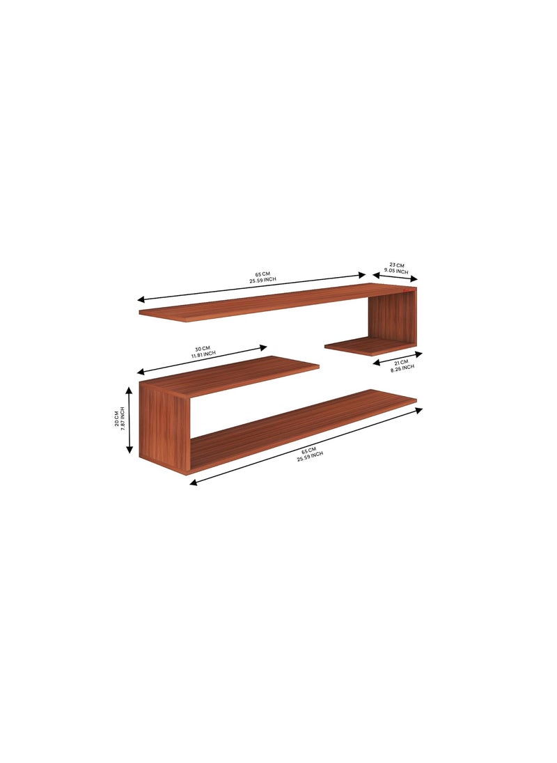 Redwud Redwud Payton Multipurpose Wooden Wall Mounted ShelfBook ShelfCorner Shelf RackWooden Wall ShelfWall Decor Display Rack and ShelvesWall Shelves for Living Room Bedroom OfficeWalnut  - Image 2