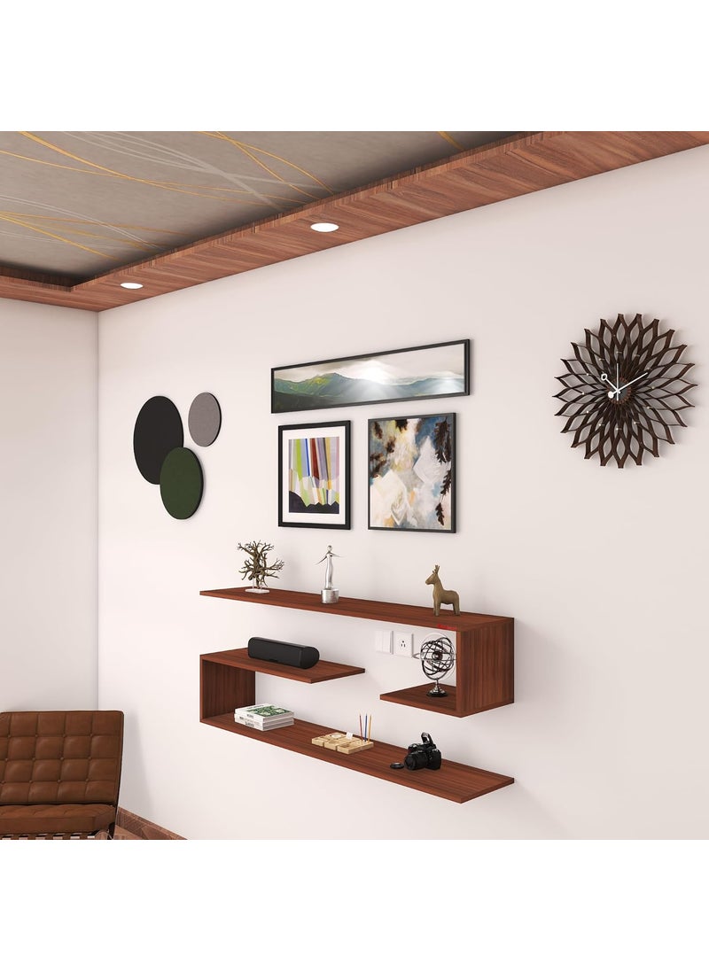 Redwud Redwud Payton Multipurpose Wooden Wall Mounted ShelfBook ShelfCorner Shelf RackWooden Wall ShelfWall Decor Display Rack and ShelvesWall Shelves for Living Room Bedroom OfficeWalnut  - Image 5