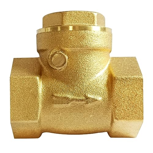 Uenede Solid Brass 1/2 Inch Horizontal Swing Check Valve 1/2" Female Thread Non-return One-Way Prevent Water Back-flow - Image 1