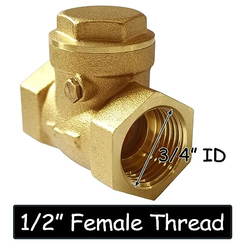 Uenede Solid Brass 1/2 Inch Horizontal Swing Check Valve 1/2" Female Thread Non-return One-Way Prevent Water Back-flow - Image 2