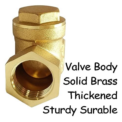 Uenede Solid Brass 1/2 Inch Horizontal Swing Check Valve 1/2" Female Thread Non-return One-Way Prevent Water Back-flow - Image 3