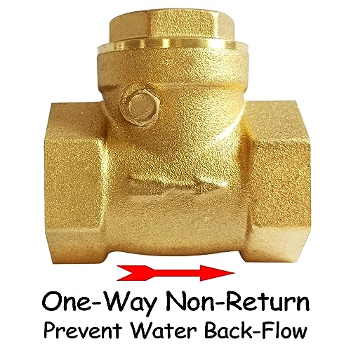Uenede Solid Brass 1/2 Inch Horizontal Swing Check Valve 1/2" Female Thread Non-return One-Way Prevent Water Back-flow - Image 4