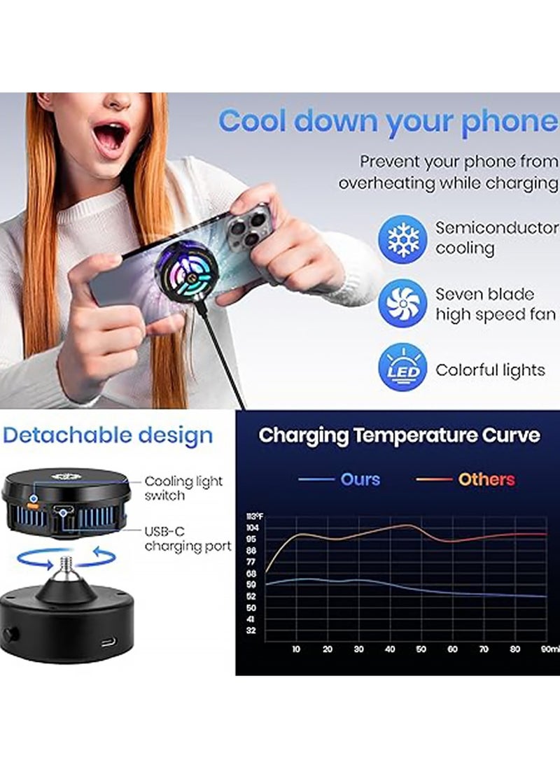 X-level 15W Wireless Charger Phone Mount,Electric Vacuum Suction Cooling Car Charger,360° Rotatable Car Magnetic Phone Holder for Screen/Glass/Smooth Surface,Compatible with iPhone 16/15/14/13/12 Series  - Image 3