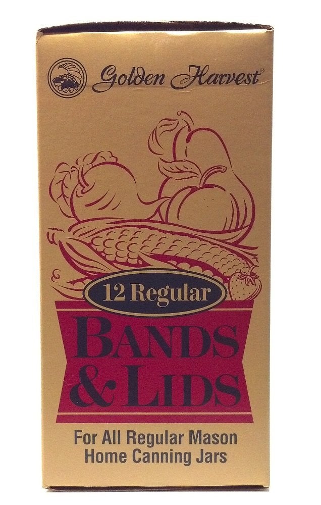 Dycica Golden Harvest 12 Regular Bands and Lids for All Regular Mason Home Canning Jars 