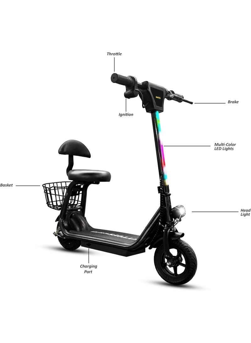 MYTOYS MT390 2025 Kids Electric Scooter With Seat Led Light On Handle And Deck, Bluetooth Speaker, Key Start,300W Brushless Motor Three Speed Modes 18km/h Electric Scooter For Kids - Image 4