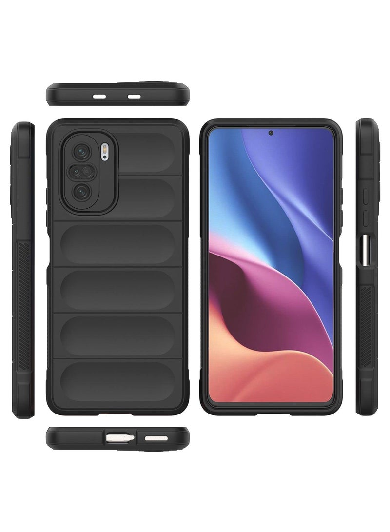 Premium Protection Back Silicone Case Compatible with Xiaomi Poco F3/Redmi K40 Magic Shield Shockproof Case with Camera Protection (Black)