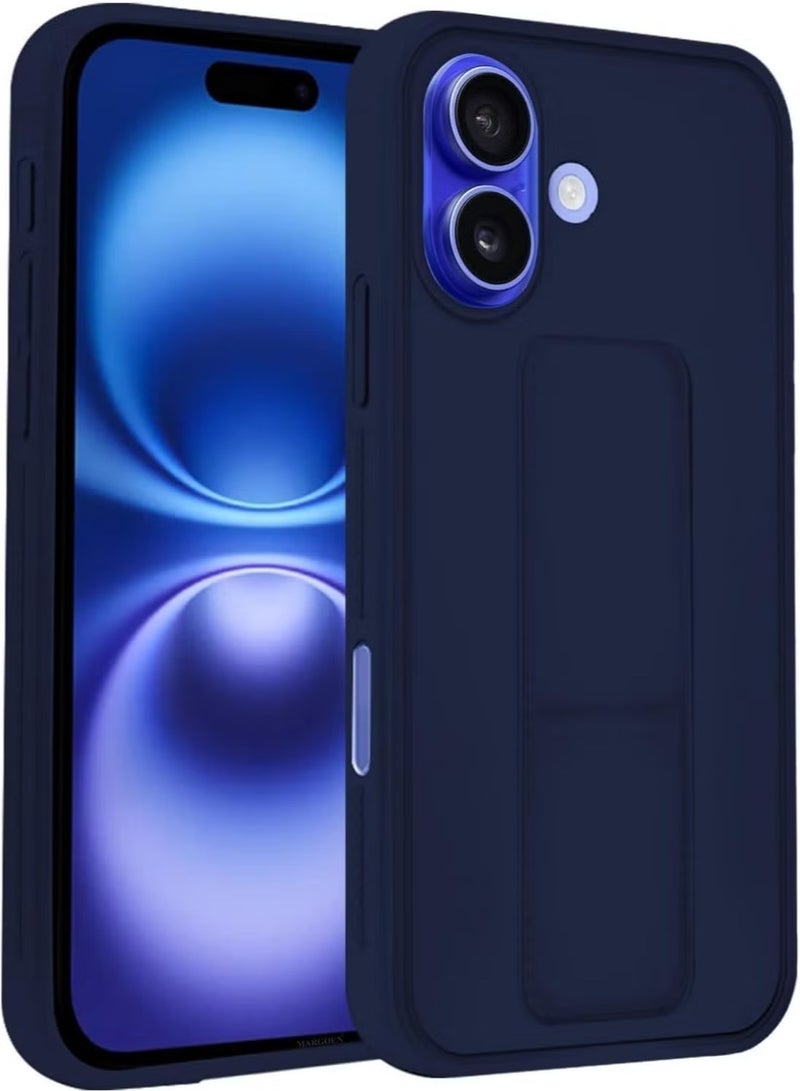 Blue Magnetic Car Mount Case for iPhone 16 – Premium Silicone Kickstand with Hand Strap - Image 2
