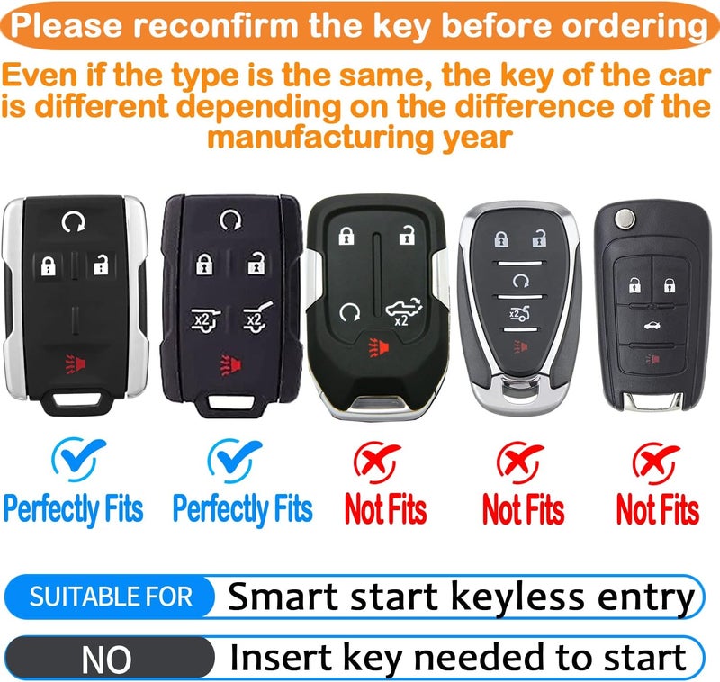 Sindeda Chevrolet Key Fob Cover with Keychain - Full Protection Key Shell for Silverado, Suburban, Tahoe, Colorado, GMC Sierra, Yukon, Canyon - Blue - Image 2
