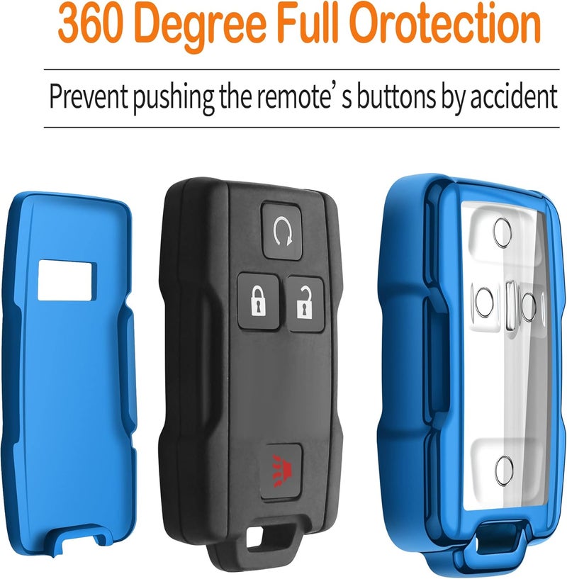 Sindeda Chevrolet Key Fob Cover with Keychain - Full Protection Key Shell for Silverado, Suburban, Tahoe, Colorado, GMC Sierra, Yukon, Canyon - Blue - Image 5