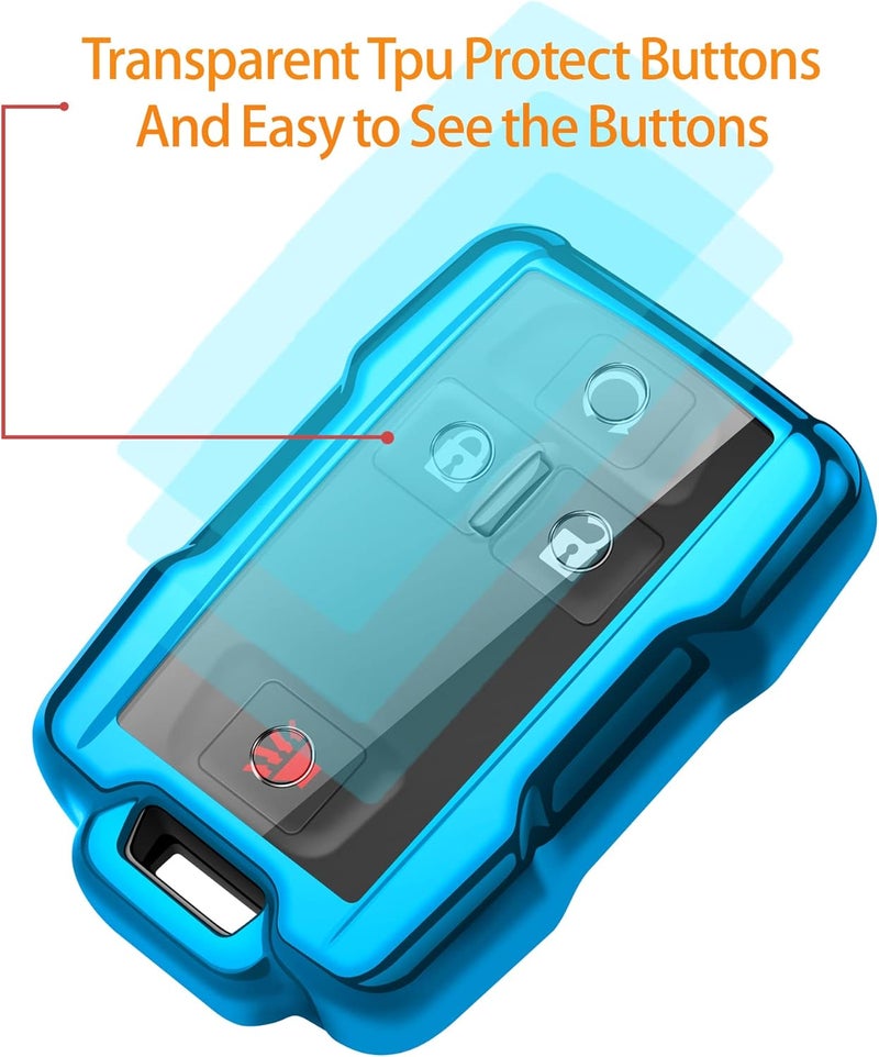 Sindeda Chevrolet Key Fob Cover with Keychain - Full Protection Key Shell for Silverado, Suburban, Tahoe, Colorado, GMC Sierra, Yukon, Canyon - Blue - Image 4