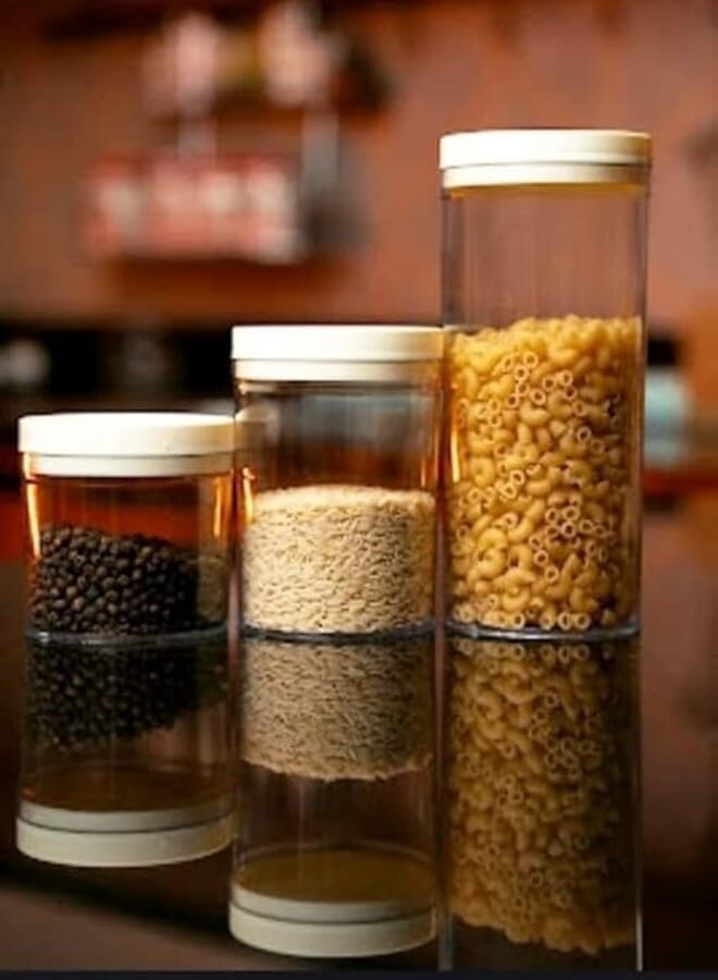 Generic Glass Storage Jars with Wooden Lids, Set of 3, 300ml/450ml/750ml .A2