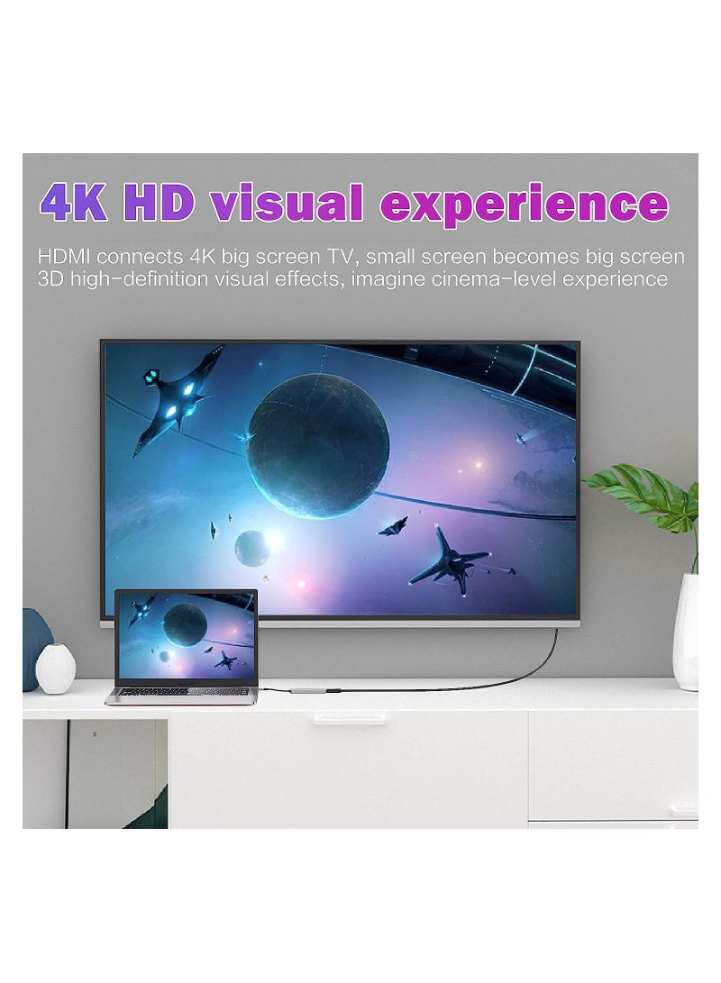 USB C HUB, Multiport USB C Adapter for MacBook Pro & Air Accessories, 6 in 1 HUB Dongle Docking Station with 4K HDMI,USB3.0,SD/TF Card Reader, - Image 3