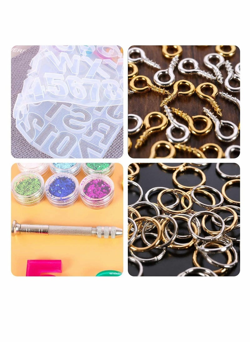 KASTWAVE Alphabet Resin Casting Mold, Reversed Letter & Number Epoxy Casting Mold Set Jewelry Molds for Resin Casting with Keychain Tassels and Pin Vise Set - Image 3