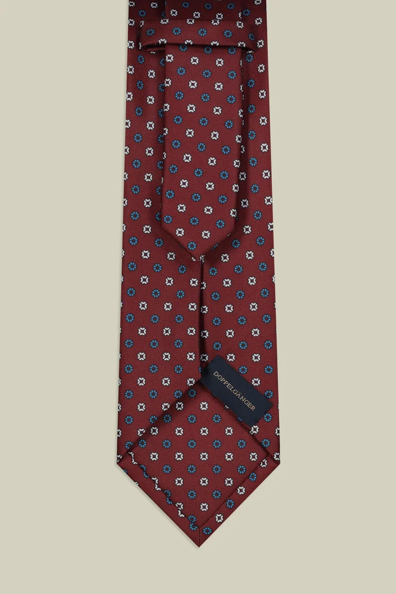 Doppelganger Men's tie with micro floral pattern - Bordeaux