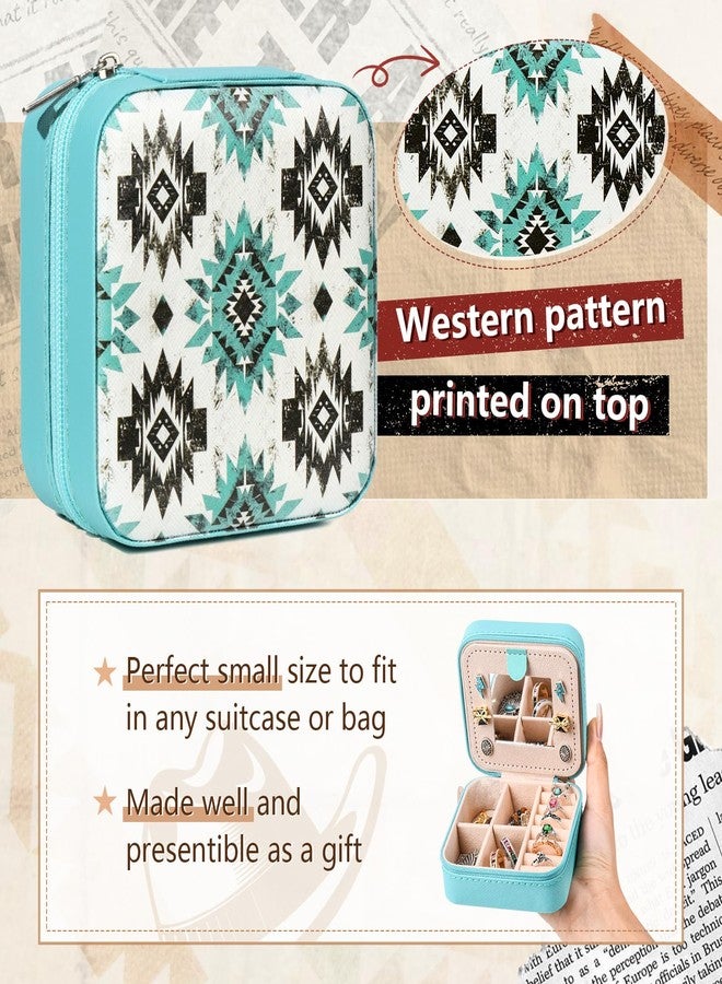 CEELGON Western Jewelry Box Case Gift Aztec Print Travel Jewelry Organizer Christmas Gifts for Teen Girls Cowgirl Stuff Small Portable Travel Accessories for Women (Aztec) - Image 2