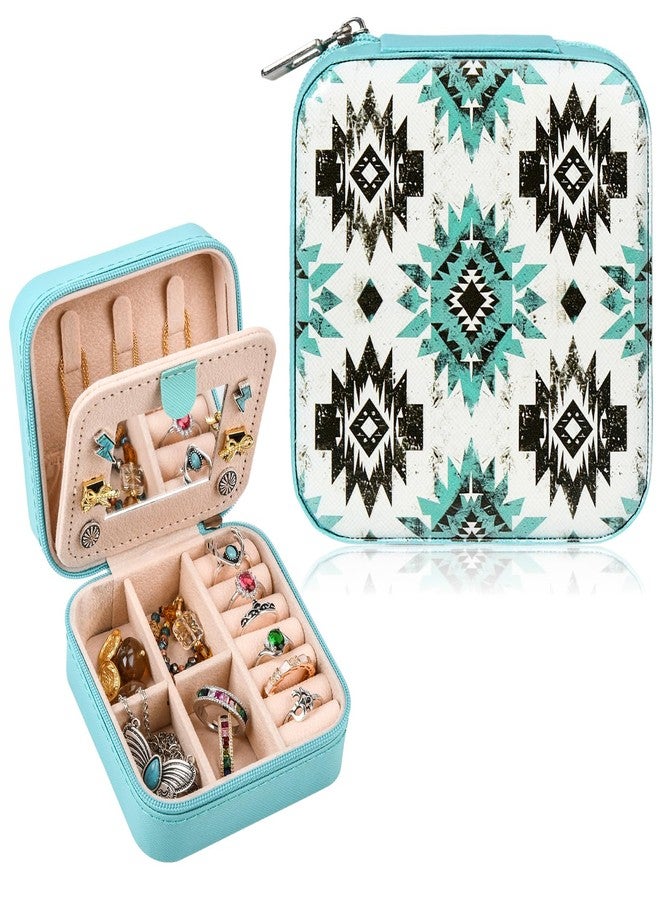 CEELGON Western Jewelry Box Case Gift Aztec Print Travel Jewelry Organizer Christmas Gifts for Teen Girls Cowgirl Stuff Small Portable Travel Accessories for Women (Aztec) - Image 1