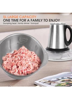 Arabest 3 Speed Electric Meat Grinder, 5L, 500W Stainless Steel Electric Food Chopper, Food Processor Machine for Meat, Vegetables, Fruits and Nuts, 5 Sharp Blades  - Image 2