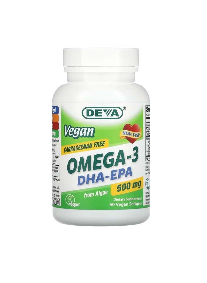 Deva Vegan Omega 3 DHA EPA 500 mg 60 Vegan Softgels  - Image 1