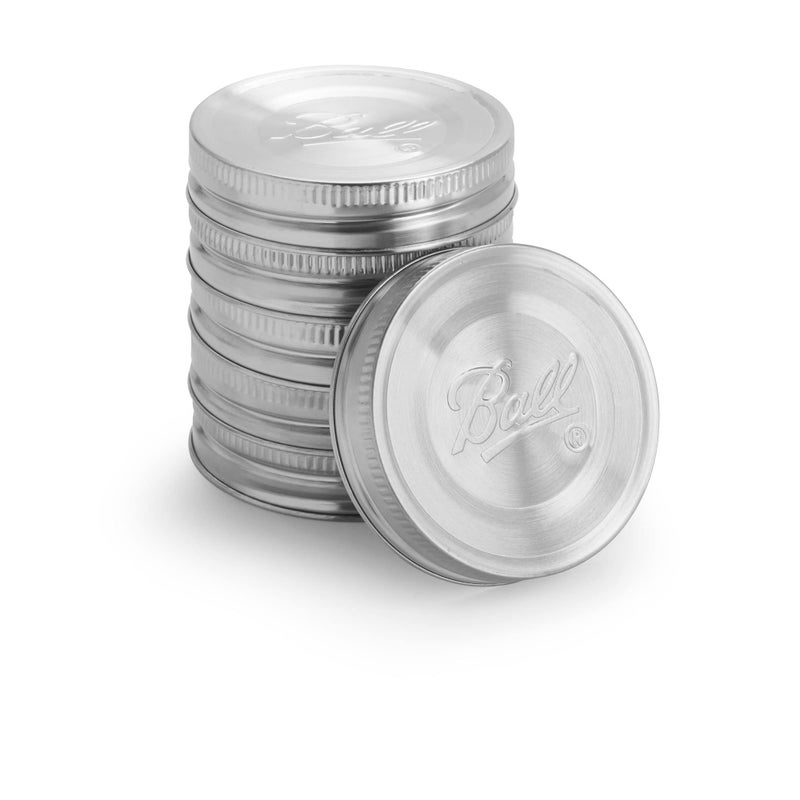Ball Jar Stainless Steel One-Piece Mason Jar Lids, Wide Mouth, 6-Pack,Silver - Image 1