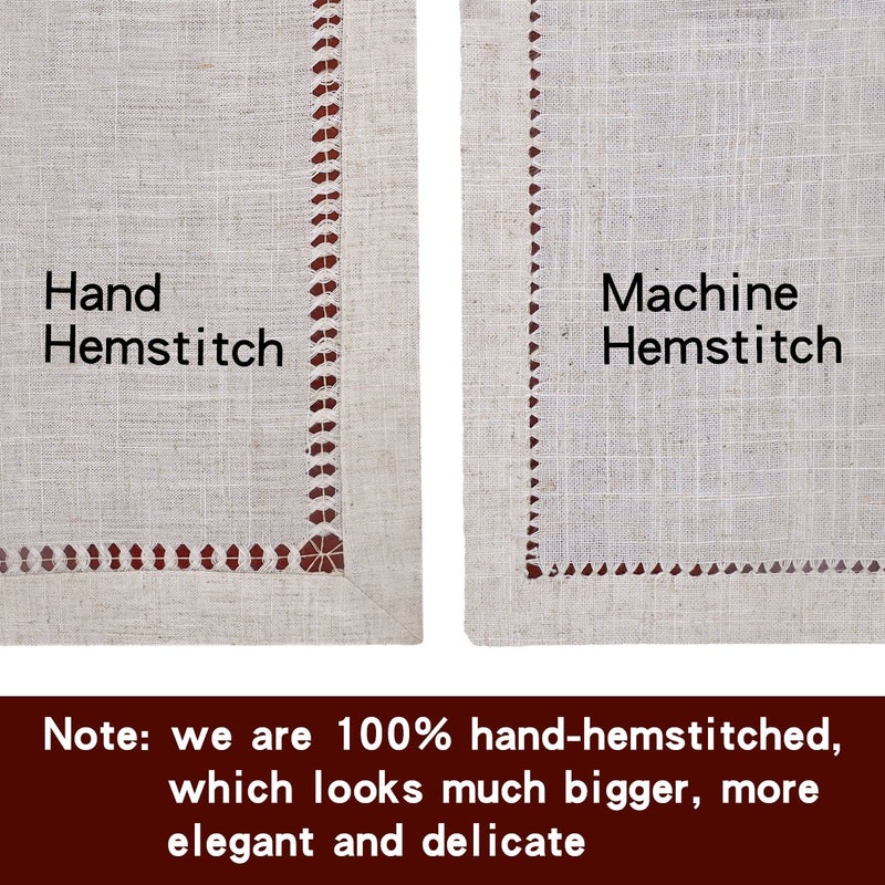 Grelucgo Handmade Hemstitch Beige Table Runner Or Dresser Scarf, Rectangular 14 by 36 Inch - Image 4