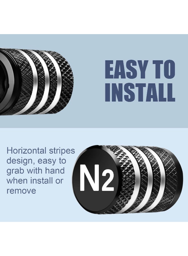 DECURCAR Tire Valve Stem Caps Cover - (5 Pack) Tire Air Cap N2 Nitrogen Metal with Plastic Liner Corrosion Resistant Leak-Proof for Car Truck Motorcycle Bike Black - Image 4