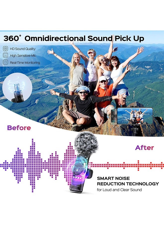 Blue zoo Wireless Lavalier Microphone, Plug-Play Mini Mic with Noise Reduction, 2 USB-C Microphone for iPhone 15 iPad Android Phone PC and Laptop Video Recording Interview Vlogging  - Image 5
