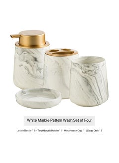 FabSeasons FabSeasons 4-Piece Statuario Marble Finish Bathroom Accessory Set – Includes Foam Dispenser, 2 Tumblers/Toothbrush Holders, and 1 Soap Dish  - Image 2