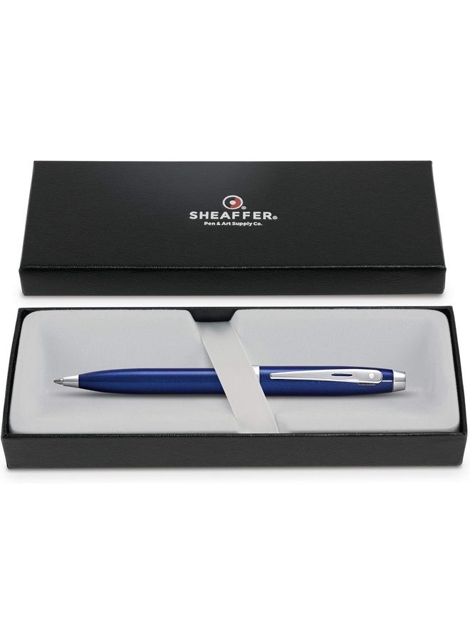 شيفر قلم حبر جاف Sheaffer Gift 100 - أزرق لامع مع حافة مطلية بالكروم  - Image 4