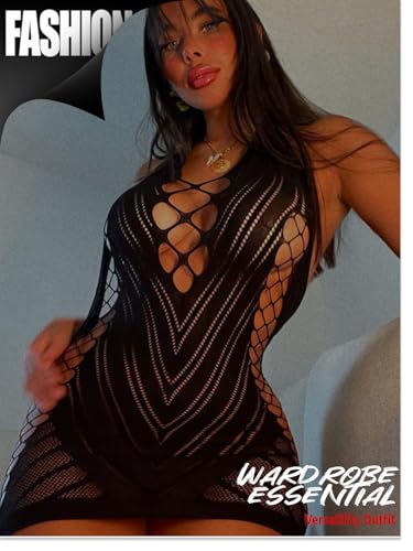 Buitifo Women Sexy Lingerie Dress One Piece Babydoll Nightwear Halter Mini Dresses (Black,One Size) - Image 4